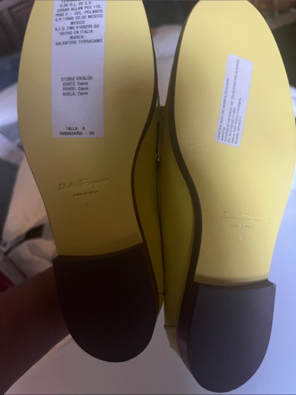 Size 8 Salvatore Ferragamo Bright Yellow Patent Leather Vara Loafers - Picture 7 of 12